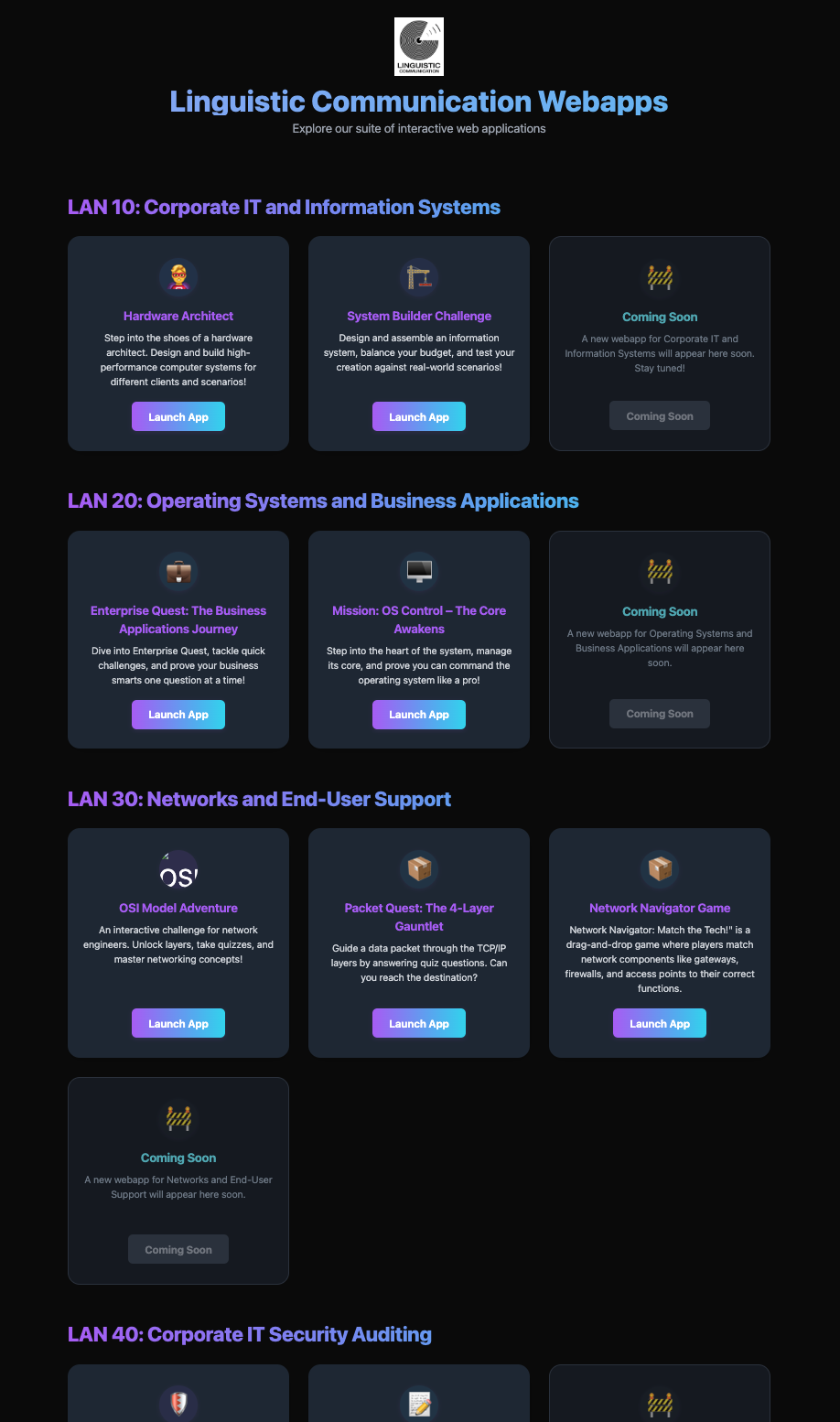 Webapps Portal — Immersive Learning Suite
