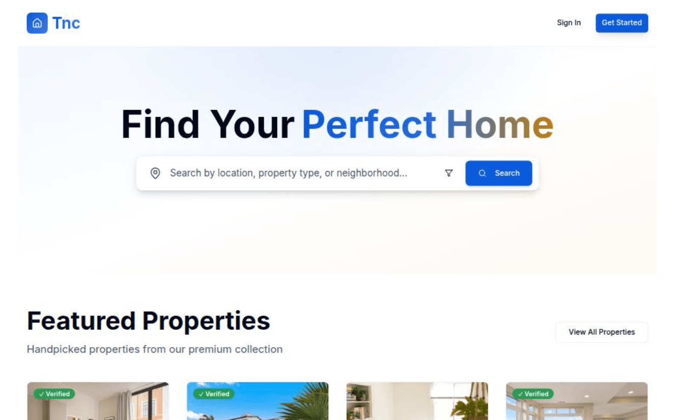 TNC Housing — Responsive Property Booking Experience