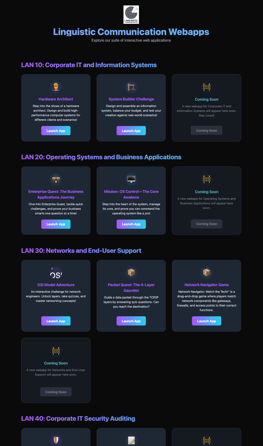WebApps Portal — Immersive Learning Suite