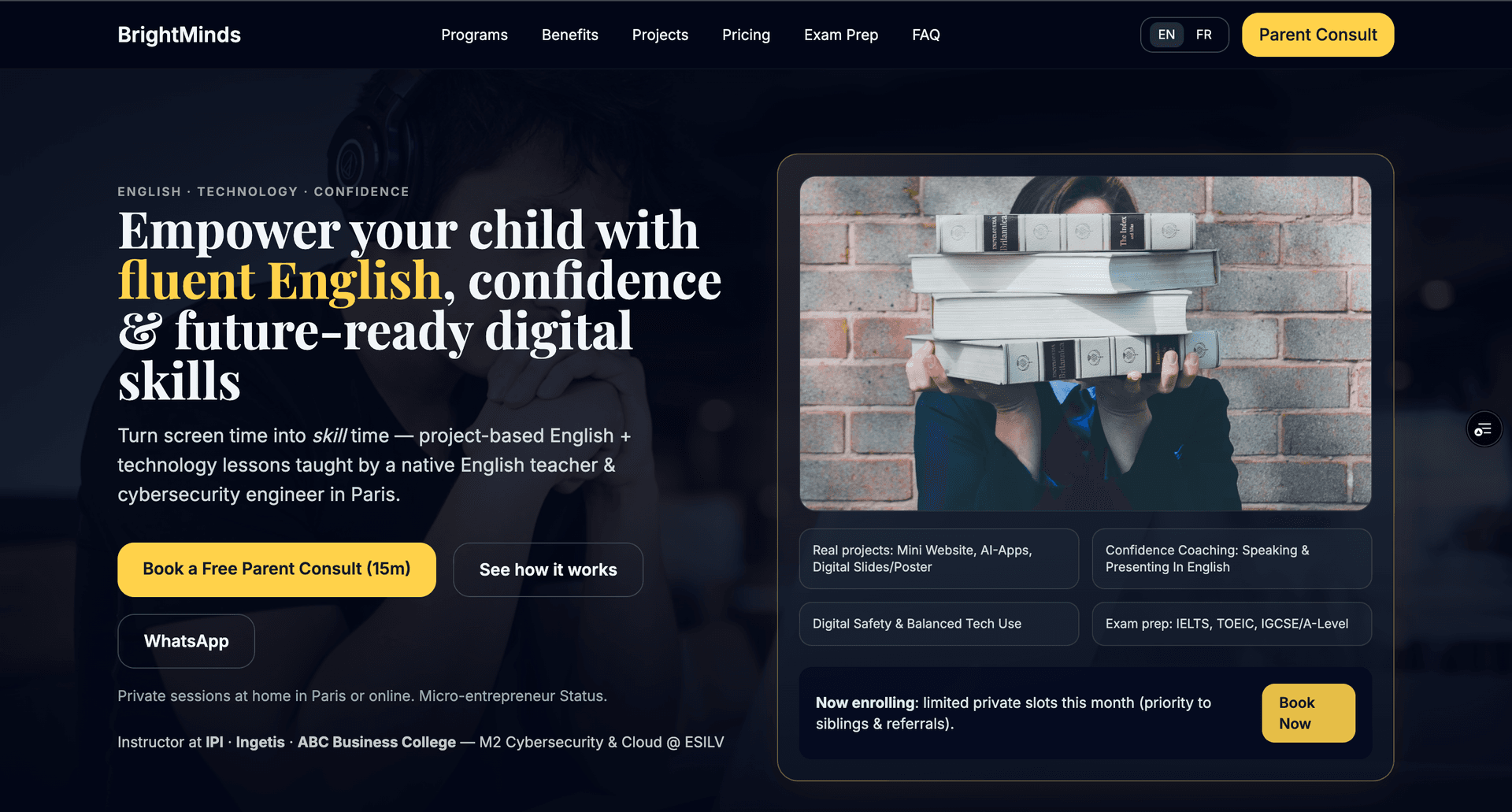 BrightMinds — Conversion-First Bilingual Microsite